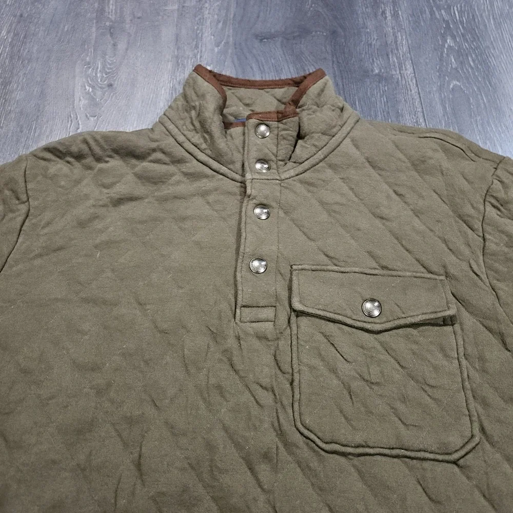 Polo Ralph Lauren Quilted Luxury Jersey Pullover‎ Men S Olive Green Snap Pony